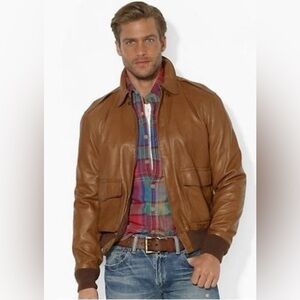 Vintage Polo Ralph Lauren Lambskin A-2 Flight Jacket - Large - Talon Zipper
